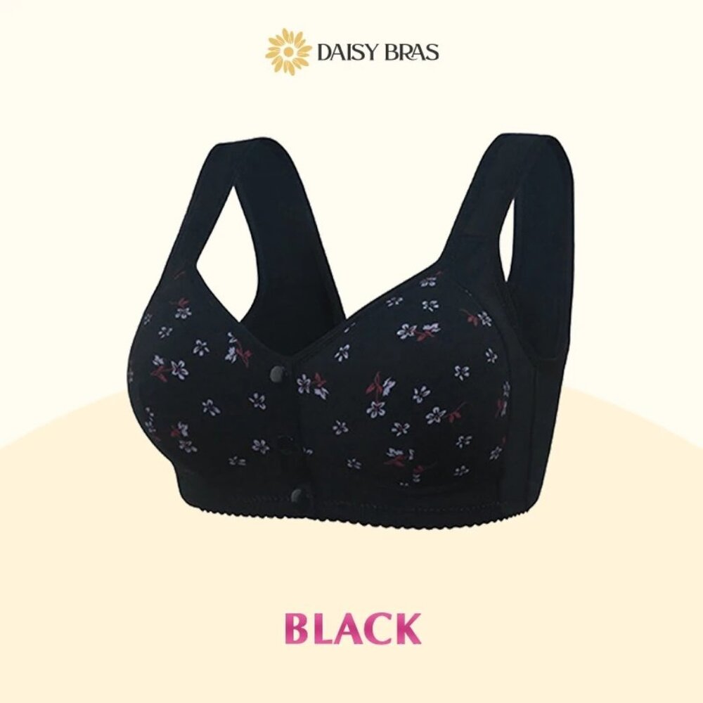 NWT Daisy Bra - Comfortable & Convenient Front Button Bra (Black)